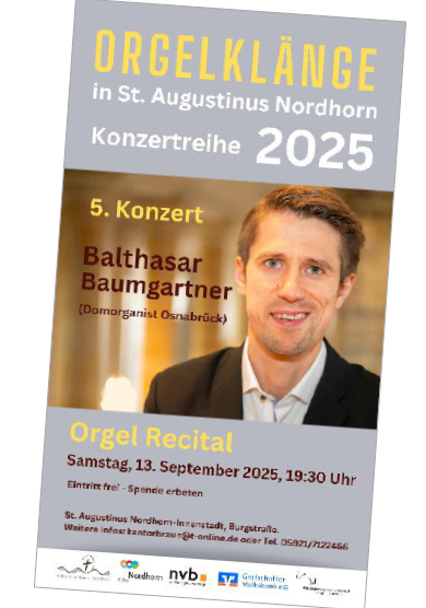 Infografik zur Veranstaltung: Konzertreihe „Orgelklänge in St. Augustinus“ - Ort: Pfarrei Nordhorn