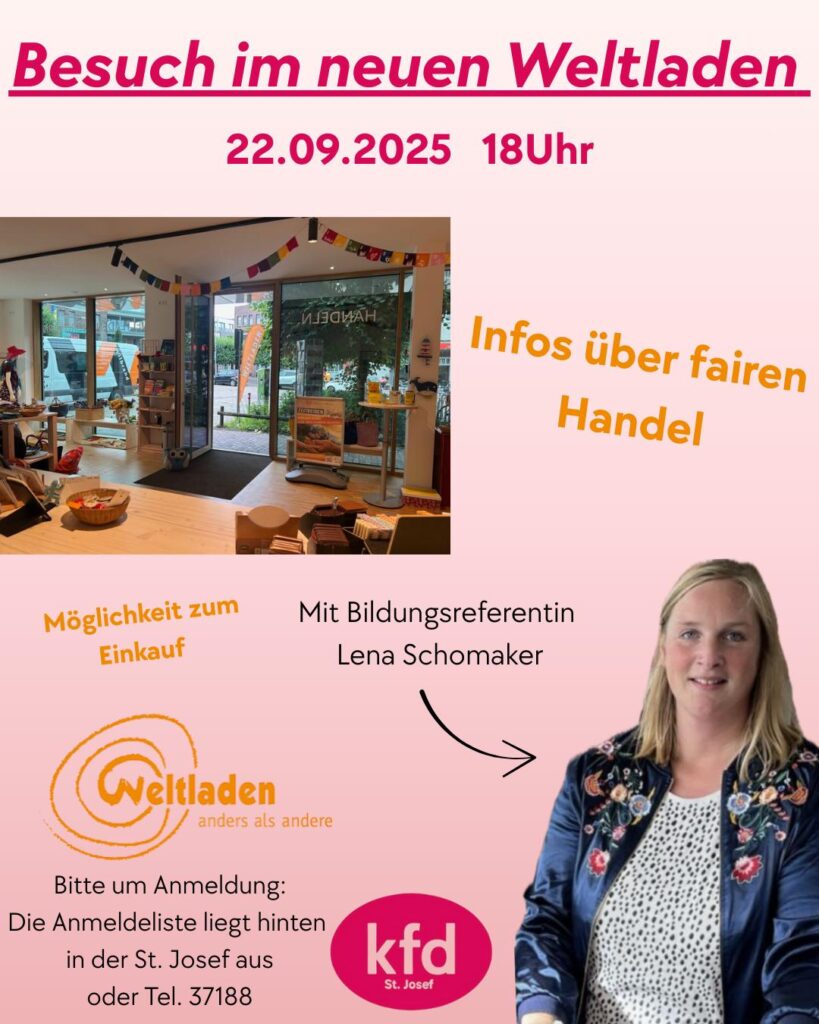 Infografik zur Veranstaltung: kfd St. Josef- Besuch im Weltladen - Ort: St. Josef